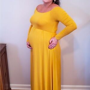 Fall Yellow Maternity Dress
